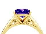 Yellow gold Princess Cut Tanzanite Solitaire Engagement Ring with Cathedral Setting and Four-Prong Mount_28
