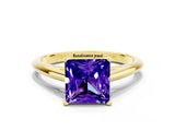 Yellow gold Princess Cut Tanzanite Solitaire Engagement Ring with Cathedral Setting and Four-Prong Mount_66