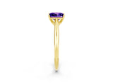 Yellow gold Princess Cut Tanzanite Solitaire Engagement Ring with Cathedral Setting and Four-Prong Mount_68