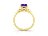 Yellow gold Princess Cut Tanzanite Solitaire Engagement Ring with Cathedral Setting and Four-Prong Mount_69