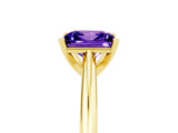 Yellow gold Princess Cut Tanzanite Solitaire Engagement Ring with Cathedral Setting and Four-Prong Mount_71