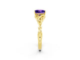 Yellow gold Princess Cut Tanzanite Solitaire Engagement Ring with Celtic Knot Band and Four-Prong Setting_2