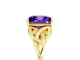 Yellow gold Princess Cut Tanzanite Solitaire Engagement Ring with Celtic Knot Band and Four-Prong Setting_5