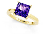 Yellow gold Princess Cut Tanzanite Solitaire Engagement Ring with Classic Band and Four-Prong Setting_25