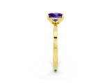 Yellow gold Princess Cut Tanzanite Solitaire Engagement Ring with Classic Band and Four-Prong Setting_26