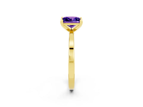 Yellow gold Princess Cut Tanzanite Solitaire Engagement Ring with Classic Band and Four-Prong Setting_26