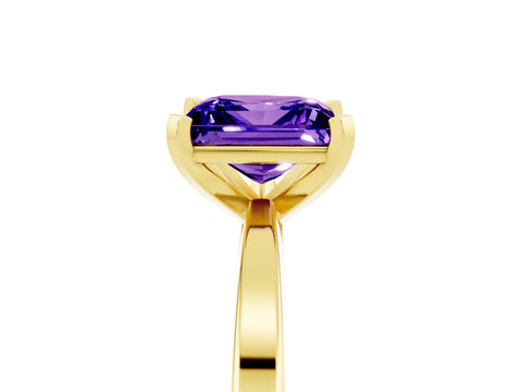 Yellow gold Princess Cut Tanzanite Solitaire Engagement Ring with Classic Band and Four-Prong Setting_29