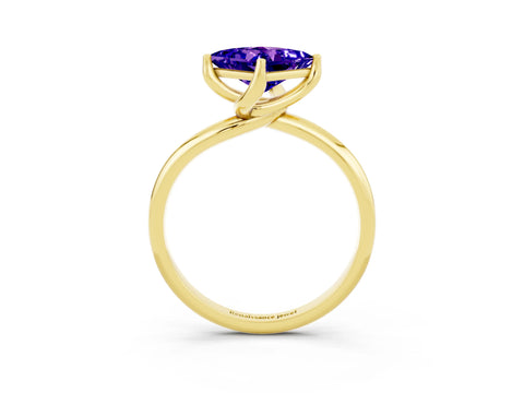 Yellow gold Princess Cut Tanzanite Solitaire Engagement Ring with Four-Prong Setting and Classic Band_15