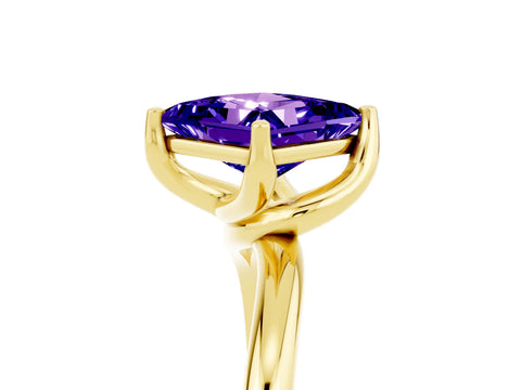 Yellow gold Princess Cut Tanzanite Solitaire Engagement Ring with Four-Prong Setting and Classic Band_17