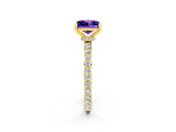 Yellow gold Princess Cut Tanzanite Solitaire Engagement Ring with Pavé Band and Four-Prong Setting_2