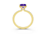 Yellow gold Princess Cut Tanzanite Solitaire Engagement Ring with Pavé Band and Four-Prong Setting_3