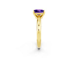 Yellow gold Princess Cut Tanzanite Solitaire Engagement Ring with Round Band and Four-Prong Setting_2