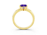 Yellow gold Princess Cut Tanzanite Solitaire Engagement Ring with Round Band and Four-Prong Setting_3