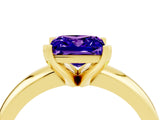 Yellow gold Princess Cut Tanzanite Solitaire Engagement Ring with Round Band and Four-Prong Setting_4