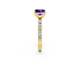Yellow gold Princess Cut Tanzanite Solitaire Pavé Band with Four-Prong Setting_2