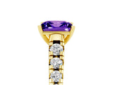 Yellow gold Princess Cut Tanzanite Solitaire Ring with Cathedral Setting and Pavé Band_5