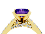 Yellow gold Princess Cut Tanzanite Solitaire Ring with Crossover Gallery and Round  Pavé Band_16