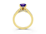 Yellow gold Princess Cut Tanzanite Solitaire Ring with Crossover Gallery and Round  Pavé Band_39
