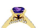 Yellow gold Princess Cut Tanzanite Solitaire Ring with Crossover Gallery and Round  Pavé Band_40