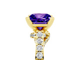 Yellow gold Princess Cut Tanzanite Solitaire Ring with Crossover Gallery and Round  Pavé Band_41