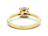 Yellow gold Princess Cut Tanzanite Solitaire Ring with Flower Prong Setting and Classic Band_36