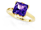 Yellow gold Princess Cut Tanzanite Solitaire Ring with Flower Prong Setting and Classic Band_37