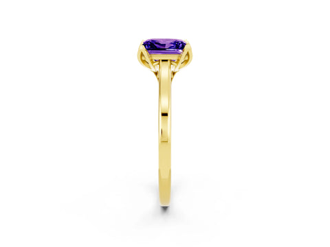 Yellow gold Princess Cut Tanzanite Solitaire Ring with Flower Prong Setting and Classic Band_38