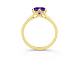 Yellow gold Princess Cut Tanzanite Solitaire Ring with Flower Prong Setting and Classic Band_39