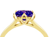 Yellow gold Princess Cut Tanzanite Solitaire Ring with Flower Prong Setting and Classic Band_40