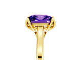 Yellow gold Princess Cut Tanzanite Solitaire Ring with Flower Prong Setting and Classic Band_41