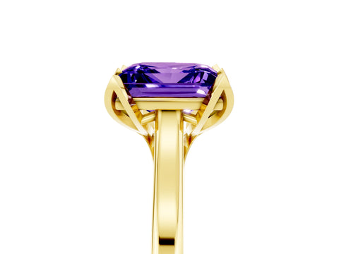 Yellow gold Princess Cut Tanzanite Solitaire Ring with Flower Prong Setting and Classic Band_41