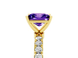 Yellow gold Princess Cut Tanzanite Solitaire Ring with Pavé Accents and Four-Prong Setting_5