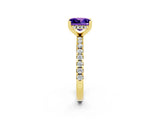 Yellow gold Princess Cut Tanzanite Solitaire Ring with Pavé Band and Four-Prong Setting_26