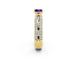 Yellow gold Princess Cut Tanzanite Solitaire Ring with Pavé and Channel Set Band_2