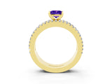 Yellow gold Princess Cut Tanzanite Solitaire Ring with Pavé and Channel Set Band_3