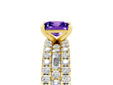 Yellow gold Princess Cut Tanzanite Solitaire Ring with Pavé and Channel Set Band_5