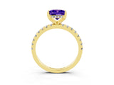 Yellow gold Princess Cut Tanzanite Solitaire Ring with Round  Pavé Band and Four-Prong Setting_39