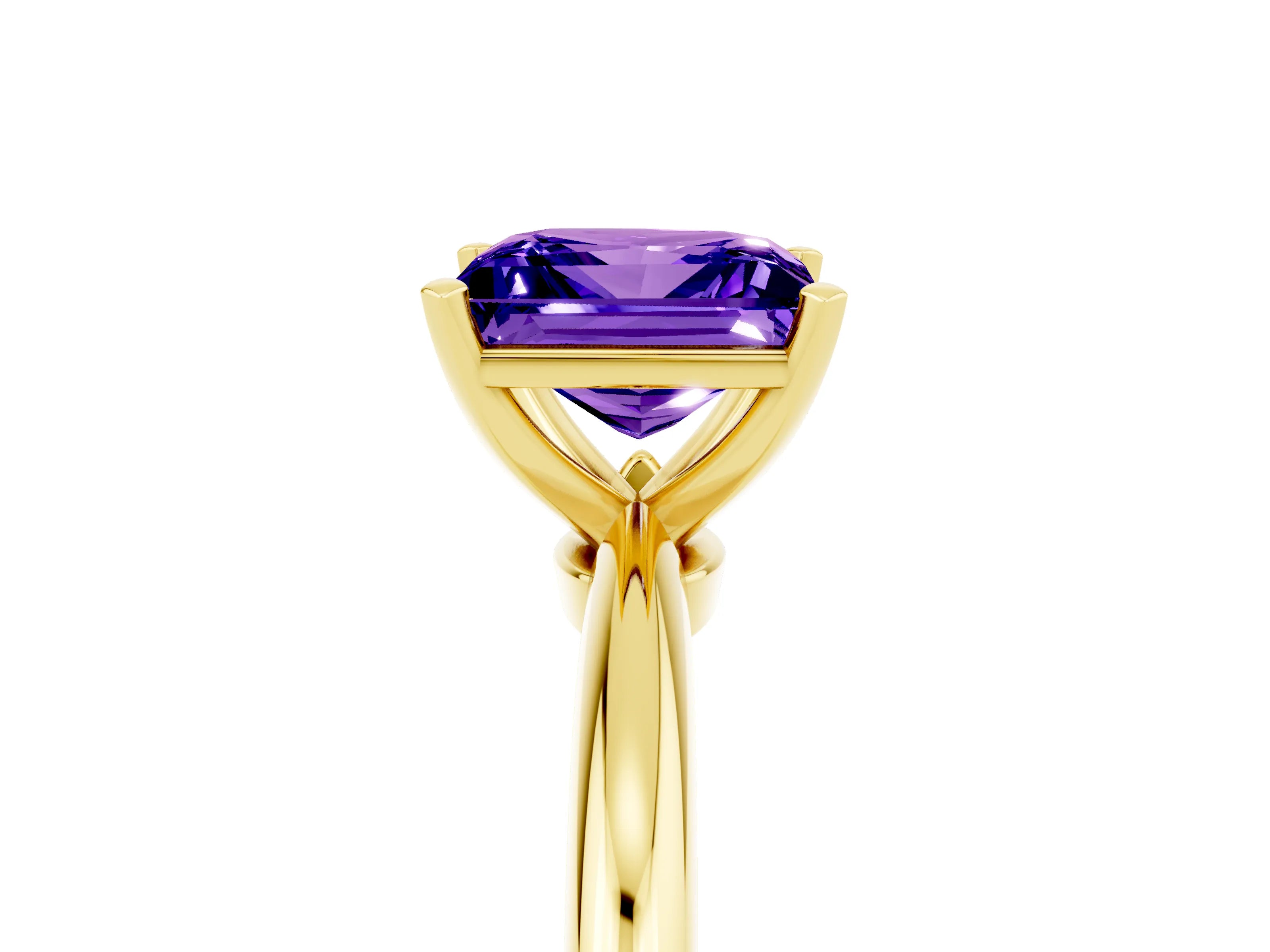 Yellow gold Princess Cut Tanzanite Solitaire Ring with Six-Prong Setting and Classic Band_5