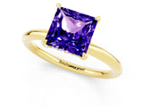 Yellow gold Princess Cut Tanzanite Solitaire Ring with Thin Band and Four-Prong Setting_1