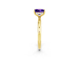 Yellow gold Princess Cut Tanzanite Solitaire Ring with Thin Band and Four-Prong Setting_2