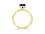 Yellow gold Princess Cut Tanzanite Solitaire Ring with Thin Band and Four-Prong Setting_3