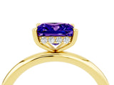 Yellow gold Princess Cut Tanzanite Solitaire Ring with Thin Band and Four-Prong Setting_4