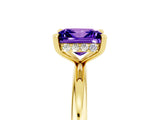 Yellow gold Princess Cut Tanzanite Solitaire Ring with Thin Band and Four-Prong Setting_5