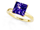 Yellow gold Princess Cut Tanzanite Solitaire Ring with Thin Band and Prong Setting_13
