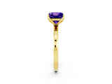 Yellow gold Princess Cut Tanzanite Solitaire Ring with Thin Band and Prong Setting_14