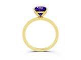 Yellow gold Princess Cut Tanzanite Solitaire Ring with Thin Band and Prong Setting_15