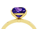 Yellow gold Princess Cut Tanzanite Solitaire Ring with Thin Band and Prong Setting_16