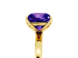 Yellow gold Princess Cut Tanzanite Solitaire Ring with Thin Band and Prong Setting_17