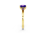 Yellow gold Princess Cut Tanzanite Solitaire Ring with Thin Band and Prong Setting_26
