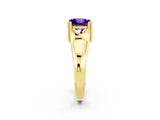 Yellow gold Princess Cut Tanzanite Solitaire Ring with Wide Band and Prong Setting_2